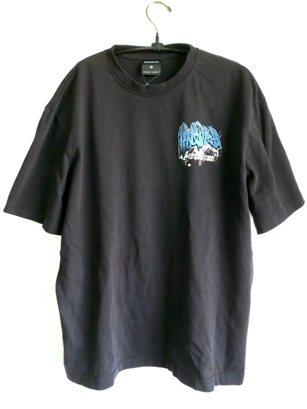 Hoodrich Wall Art Oversized T-Shirt in Black/Blue Medium